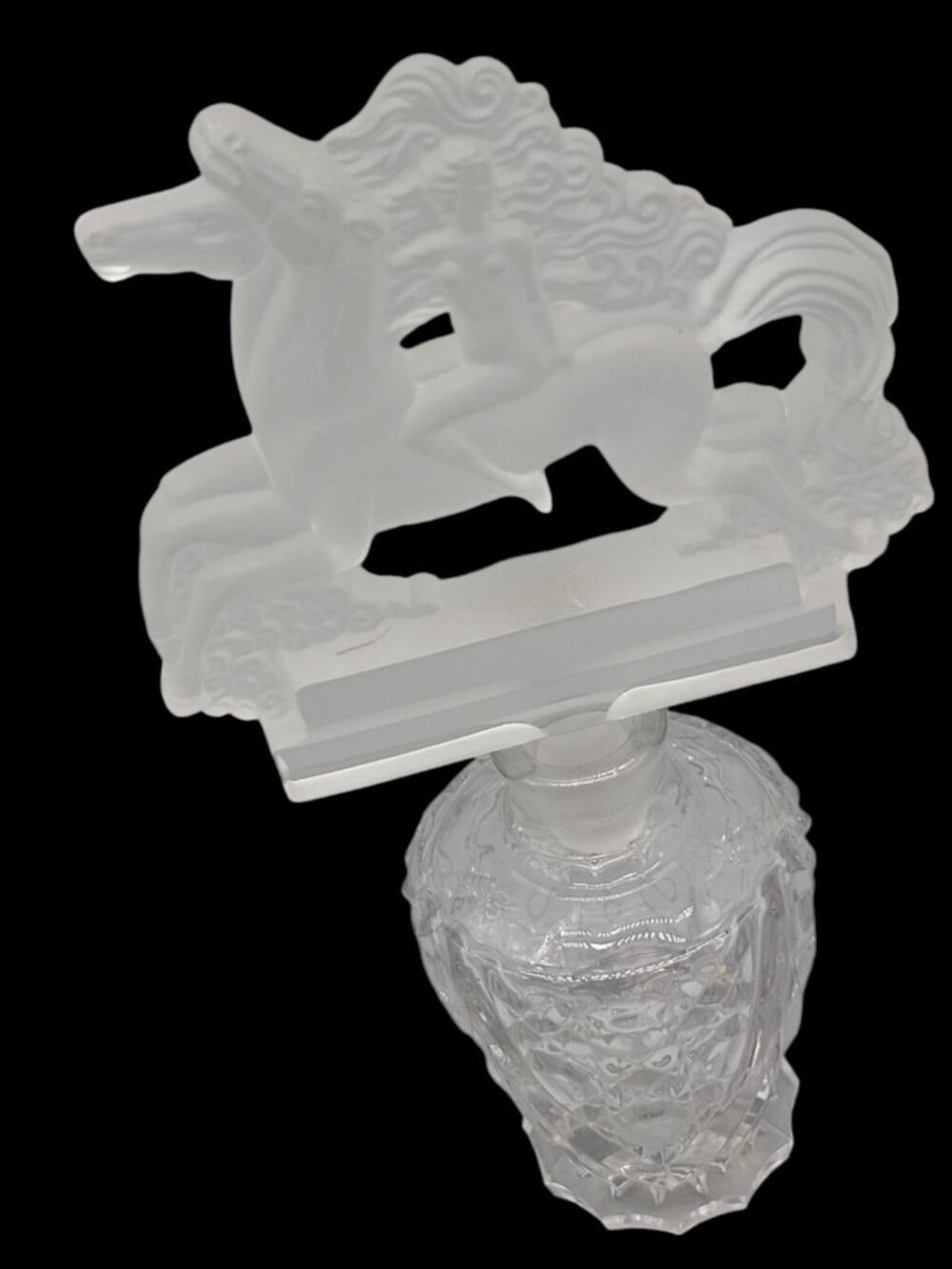 Lady Godiva Crystal Perfume Bottle Czechoslovakia Nude Horseback Stopper 1930s - Picture 12 of 16